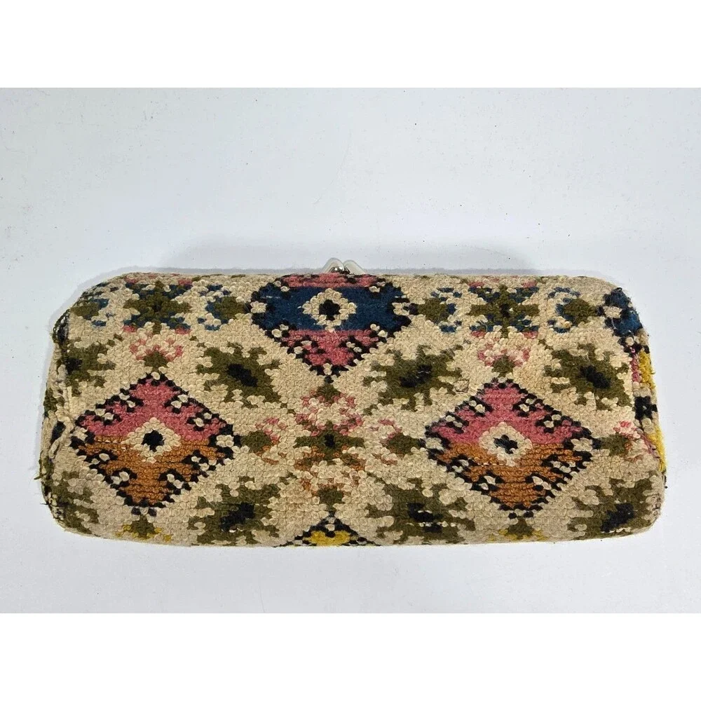 Mid-Century Tapestry Clutch Purse, Geometric Pattern, Made In Japan